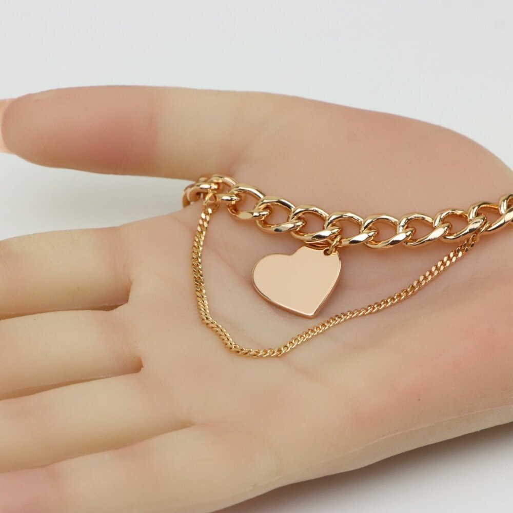 Chunky Heart Pendant Rose Gold Necklace, XPNL0254 - Picture 4 of 12
